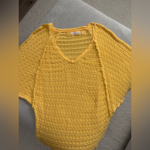 Free People Yellow V-Neck Knit Sweater (off shoulder option) - Picture 5 of 6